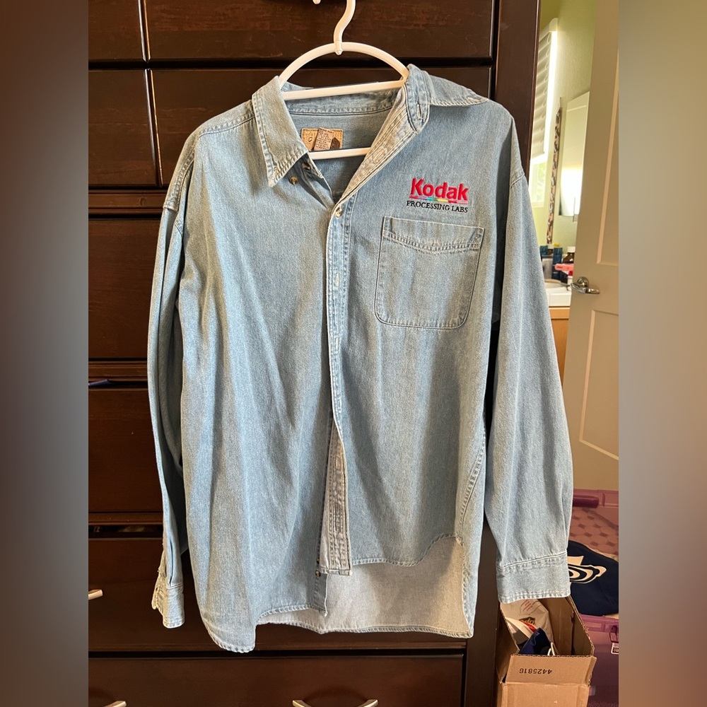 vintage Kodak denim button up shirt size L